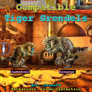 Two tiger grendels facing each other in the C1 kitchen