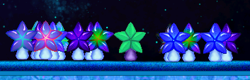 Blue and green star shaped mushrooms